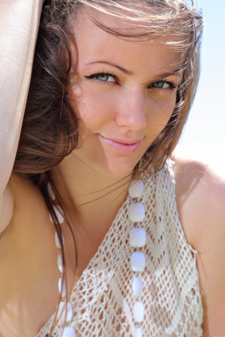 brunette blue eyes pretty photo