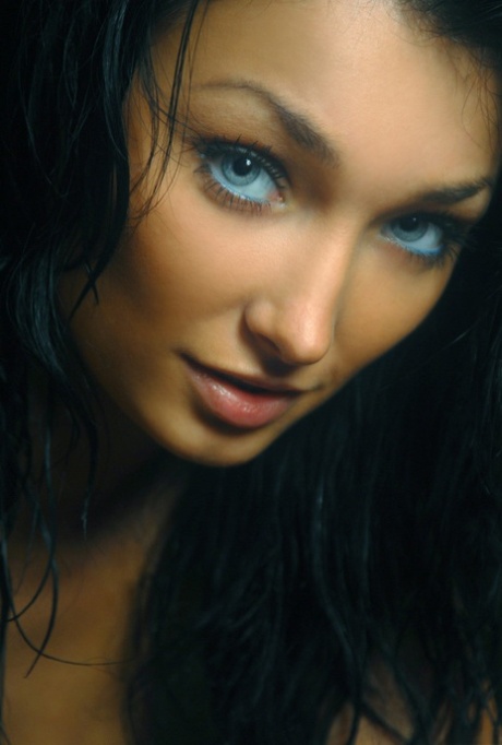 brunette blue eyes erotic image